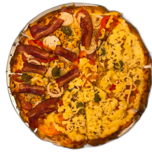 Pizza artesanal assada em fogo a lenha