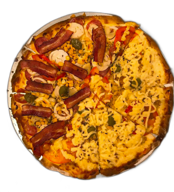 Pizza artesanal assada em fogo a lenha